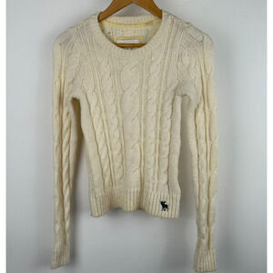 Vintage Y2K Abercrombie & Fitch Cable Knit Sweater Wool Blend Fisherman XSmall